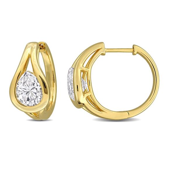 4.00 Carat (ctw) Synthetic Moissanite Hoop Earrings in Yellow Sterling Silver